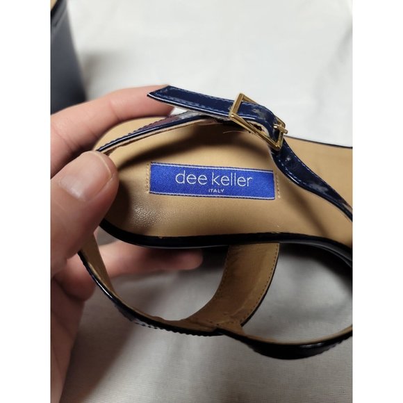 Dee Keller Blue Patent Leather Wedge Platform Ankle Strap Sandals Size 37.5 - Picture 4 of 9